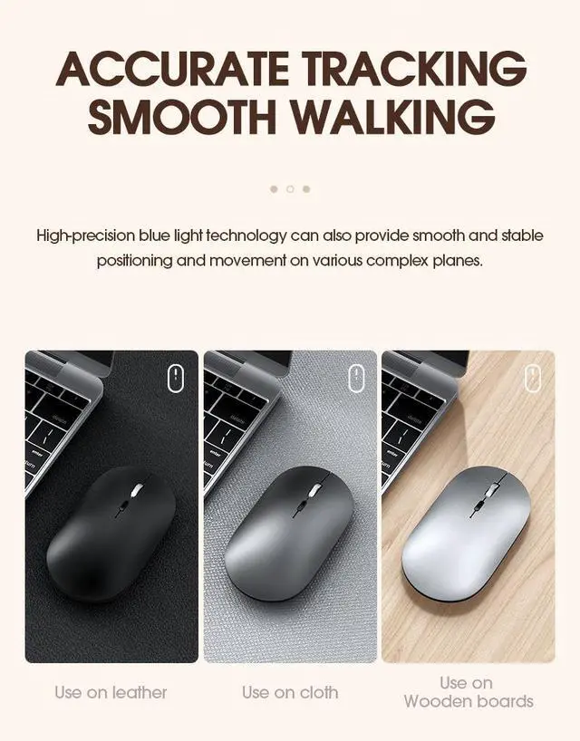 Alt view image 6 of 7 - X2 Dual Mode Wireless Mouse - Bluetooth & 2.4GHz Rechargeable Silent Mouse with Type-C Charging, Portable Computer Mouse for Laptop Tablet PC