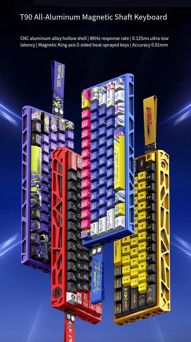 Alt view image 3 of 7 - 61-Key Magnetic Switch Mechanical Keyboard - 8000Hz Polling Rate RGB Gaming Keyboard, Hot-Swappable Hall Effect Switches, Aluminum Alloy Frame for Esports