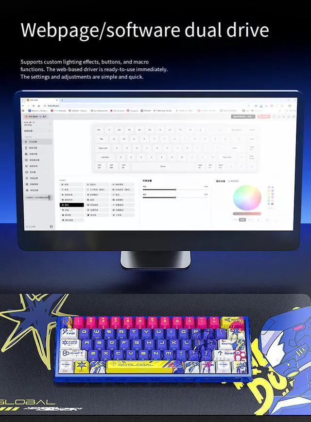 Alt view image 5 of 7 - 61-Key Magnetic Switch Mechanical Keyboard - 8000Hz Polling Rate RGB Gaming Keyboard, Hot-Swappable Hall Effect Switches, Aluminum Alloy Frame for Esports