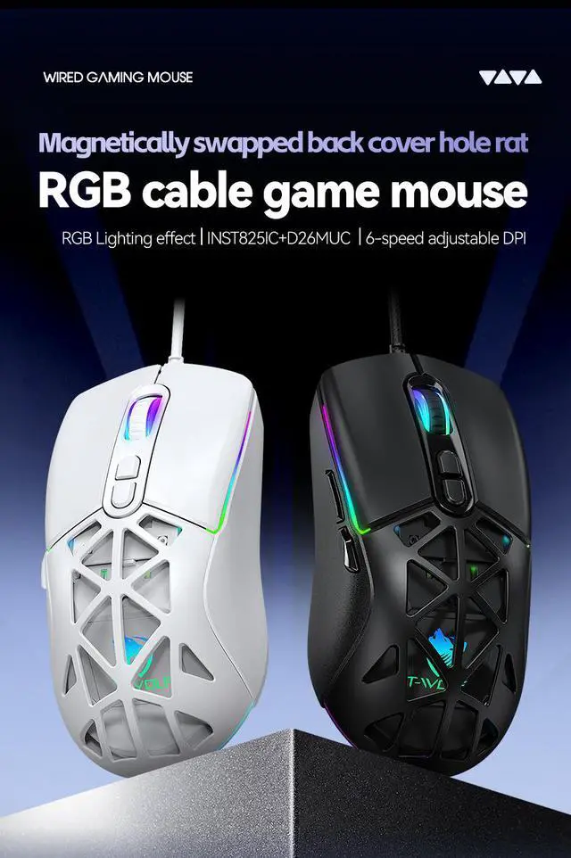 Alt view image 3 of 7 - G520 Honeycomb Gaming Mouse - RGB LED Backlit Lightweight Wired Mouse with Magnetic Removable Cover, Macro Software Support for PC Gamer