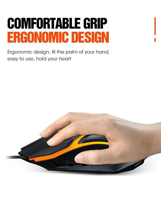 Alt view image 6 of 7 - V1 Wired Gaming Mouse - RGB LED Backlit USB Computer Mouse, Ergonomic Optical Mouse for Laptop Desktop PC Gamer