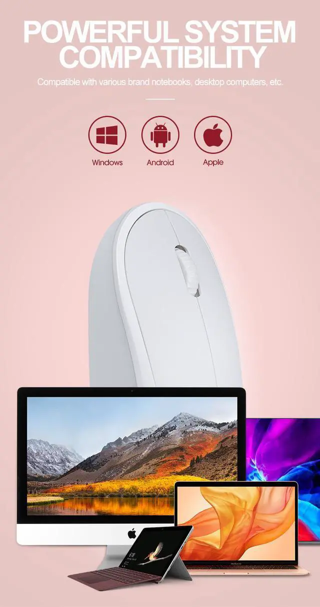 Alt view image 3 of 7 - Q18 Wireless Mouse - Portable 2.4GHz Battery Powered Computer Mouse, Ergonomic Silent Click Mouse for Laptop Notebook PC Office Use