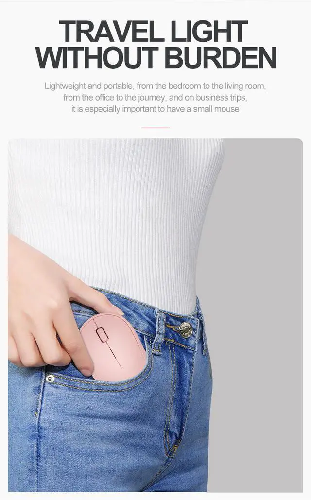 Alt view image 4 of 7 - Q18 Wireless Mouse - Portable 2.4GHz Battery Powered Computer Mouse, Ergonomic Silent Click Mouse for Laptop Notebook PC Office Use