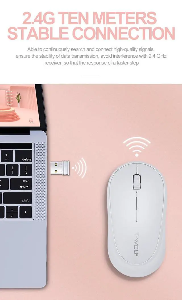 Alt view image 6 of 7 - Q18 Wireless Mouse - Portable 2.4GHz Battery Powered Computer Mouse, Ergonomic Silent Click Mouse for Laptop Notebook PC Office Use
