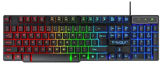 Main image of T20 Gaming Keyboard - 104 Keys Mechanical Feel Wired Keyboard, RGB Backlit Floating Keycap Quiet Membrane Keyboard for PC Gamer