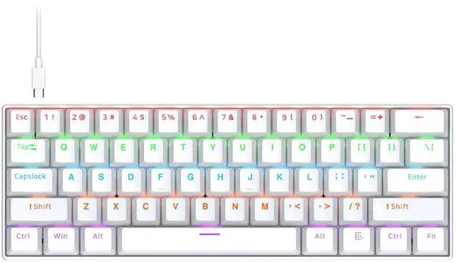 Main image of T60 Mechanical Gaming Keyboard - 61 Keys RGB Wired Keyboard with Red Switch, Compact Colorful Keycap Design for PC Gamer
