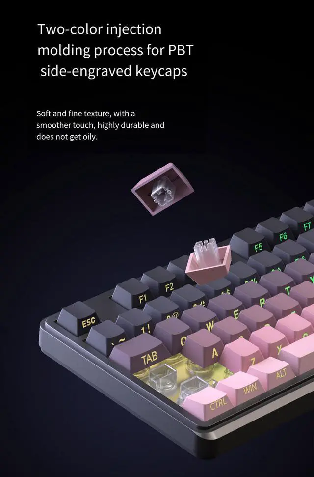 Alt view image 2 of 7 - IP98 Tri-Mode Gaming Keyboard - Mechanical Feel RGB Wired Keyboard with Bluetooth & 2.4GHz Wireless Connection, USB Keyboard for PC Gamer