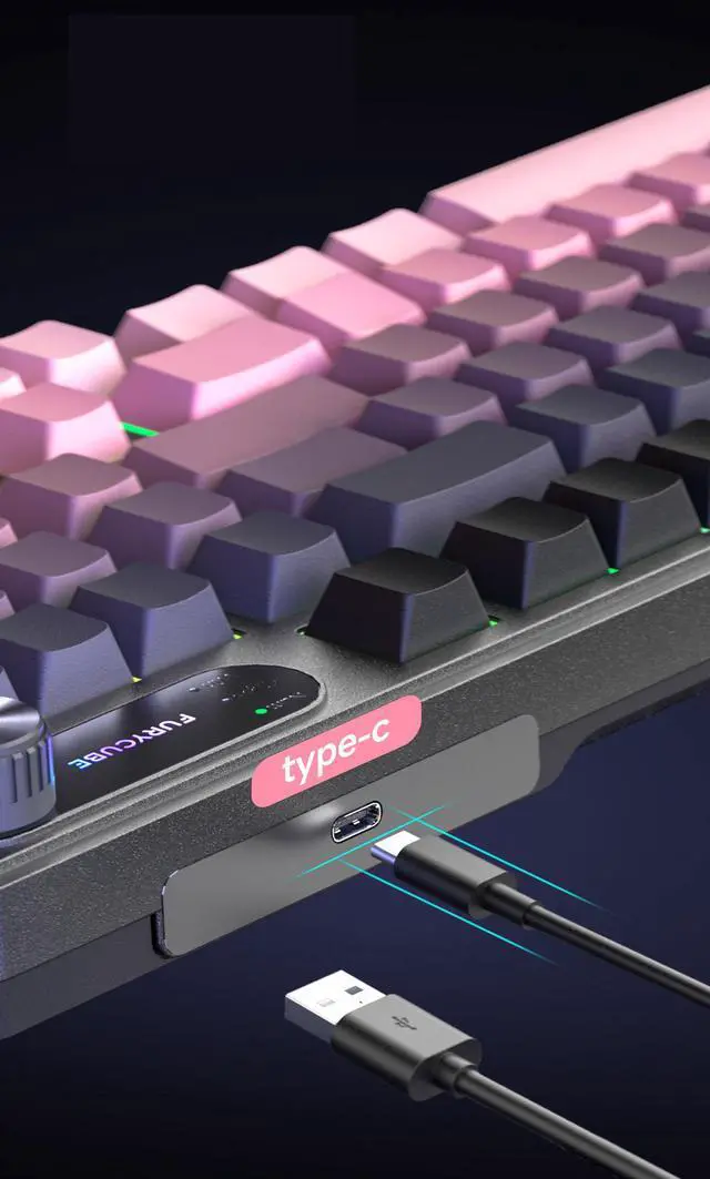 Alt view image 3 of 7 - IP98 Tri-Mode Gaming Keyboard - Mechanical Feel RGB Wired Keyboard with Bluetooth & 2.4GHz Wireless Connection, USB Keyboard for PC Gamer