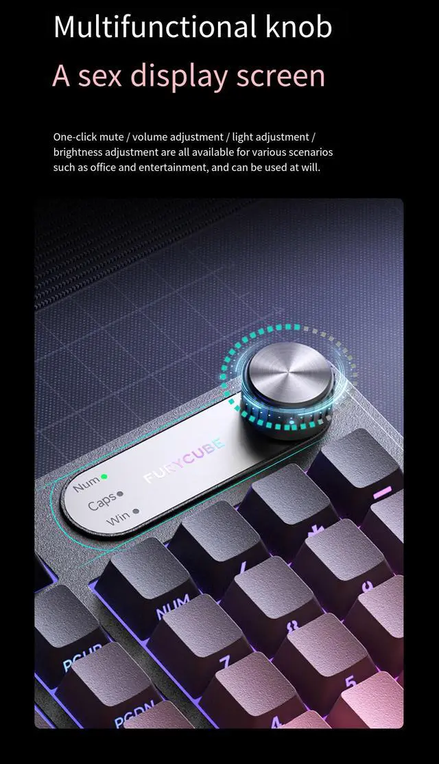 Alt view image 4 of 7 - IP98 Tri-Mode Gaming Keyboard - Mechanical Feel RGB Wired Keyboard with Bluetooth & 2.4GHz Wireless Connection, USB Keyboard for PC Gamer