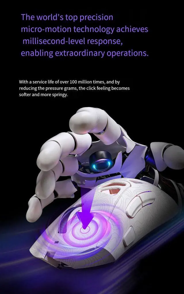 Alt view image 3 of 7 - G11 Wireless Gaming Mouse, Tri-Mode Bluetooth/2.4G/Wired Lightweight Mouse with PAW3311 Sensor, Honeycomb Shell RGB Gaming Mice,