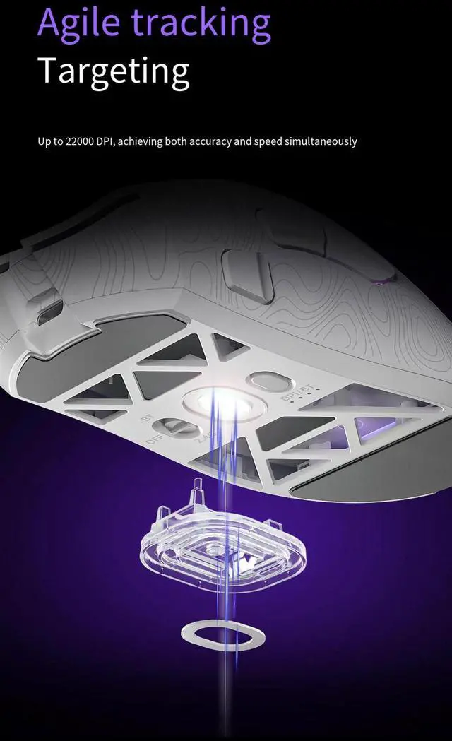 Alt view image 7 of 7 - G11 Wireless Gaming Mouse, Tri-Mode Bluetooth/2.4G/Wired Lightweight Mouse with PAW3311 Sensor, Honeycomb Shell RGB Gaming Mice,