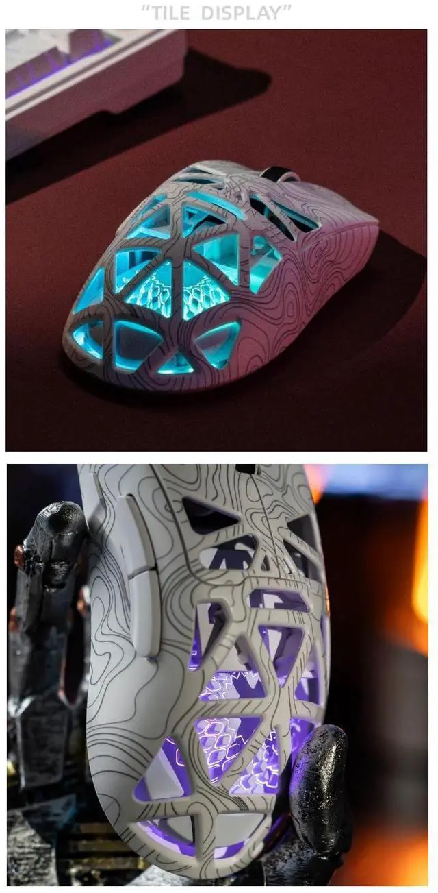 Alt view image 7 of 7 - G11 Wireless Gaming Mouse, Tri-Mode Bluetooth/2.4G/Wired Lightweight Mouse with PAW3311 Sensor, Honeycomb Shell RGB Gaming Mice