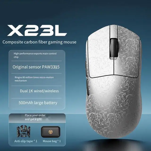 Alt view image 2 of 7 - X23 Wireless Gaming Mouse, Tri-Mode Bluetooth Mouse with Lightweight Mechanical Design, RGB Rechargeable Computer Mouse, Ergonomic Esports Mouse for PC Laptop Gaming Silver