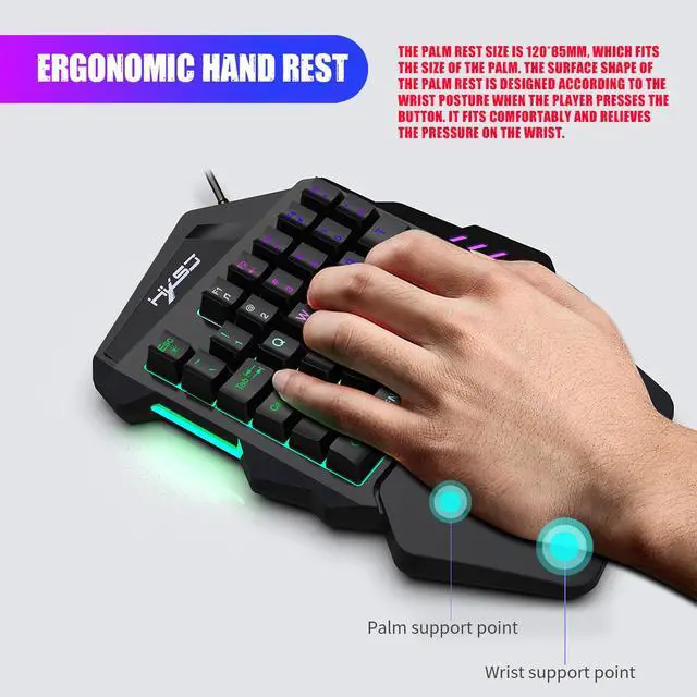 Alt view image 5 of 7 - 35 Keys One Handed Gaming Keyboard and Mouse Combo Portable Mobile Gaming Keyboard for PUBG FPS Games, Compact PC Gamer Keyboard
