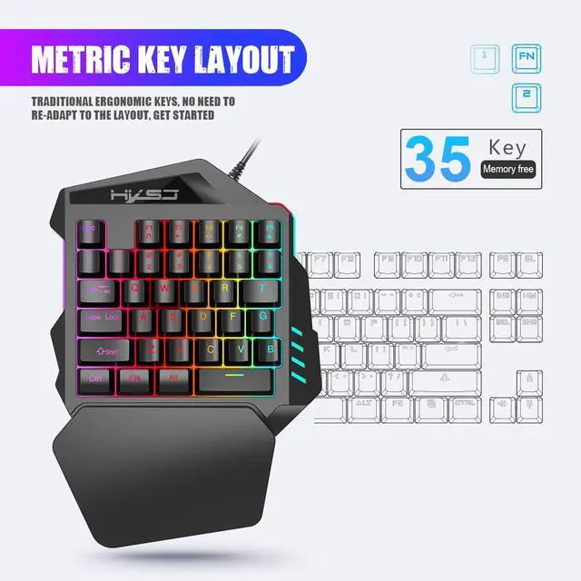 Alt view image 6 of 7 - 35 Keys One Handed Gaming Keyboard and Mouse Combo Portable Mobile Gaming Keyboard for PUBG FPS Games, Compact PC Gamer Keyboard