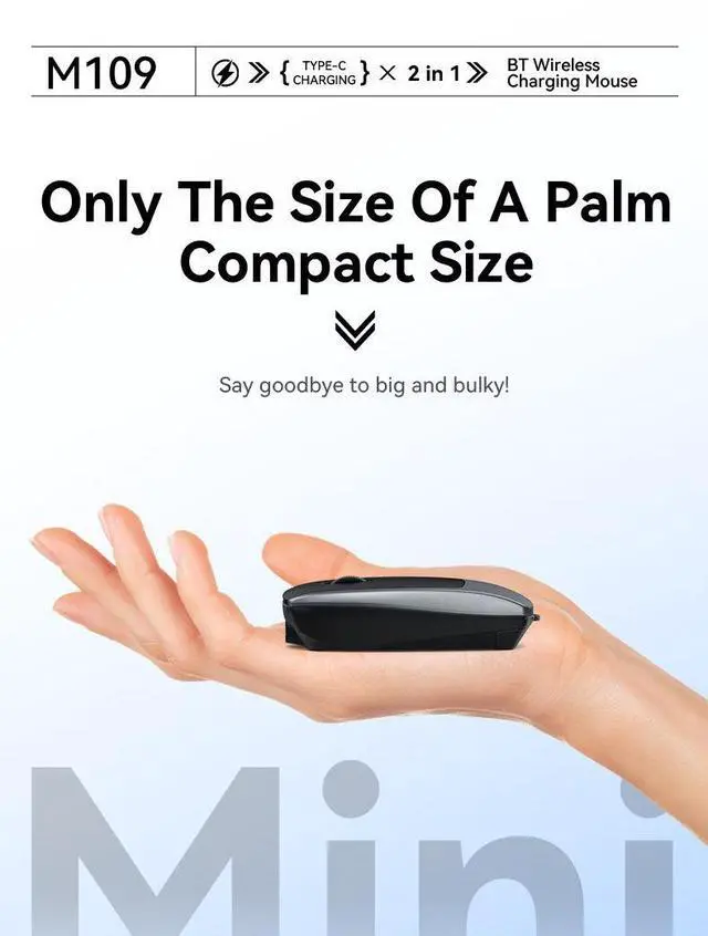 Alt view image 3 of 7 - M109 Portable Bluetooth Wireless Mouse with TF Card Reader, Silent Travel Mouse for Business Trips, Compact Rechargeable Computer Mouse