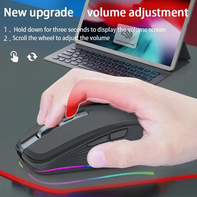 Alt view image 4 of 7 - Wireless Mouse, 2.4GHz Bluetooth 5.1 Dual Mode Mouse, Silent Computer Mouse with 2400 DPI Precision, Ergonomic Portable Mouse for Laptop PC Office