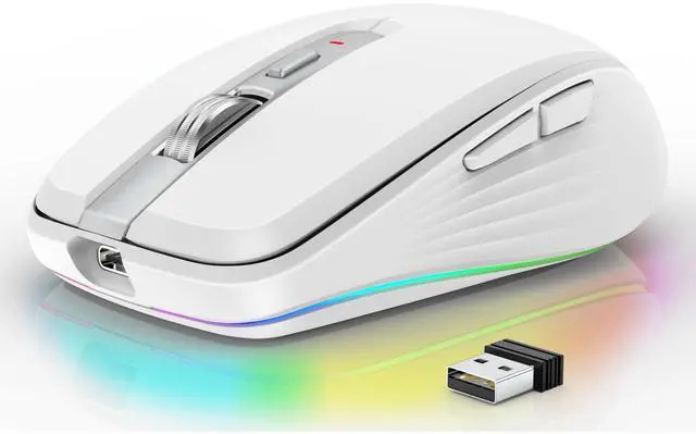 Main image of Wireless Mouse, 2.4GHz Bluetooth 5.1 Dual Mode Mouse, Silent Computer Mouse with 2400 DPI Precision, Ergonomic Portable Mouse for Laptop PC Office white