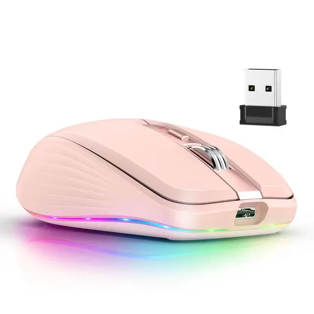 Alt view image 3 of 7 - Wireless Mouse, 2.4GHz Bluetooth 5.1 Dual Mode Mouse, Silent Computer Mouse with 2400 DPI Precision, Ergonomic Portable Mouse for Laptop PC Office