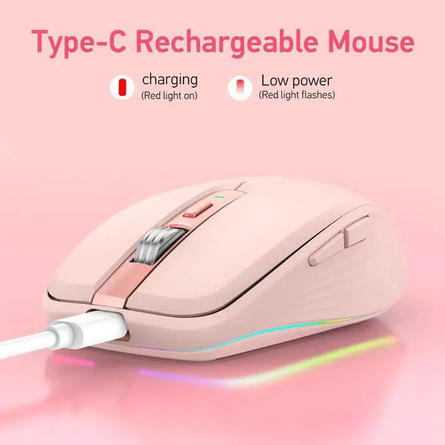 Alt view image 6 of 7 - Wireless Mouse, 2.4GHz Bluetooth 5.1 Dual Mode Mouse, Silent Computer Mouse with 2400 DPI Precision, Ergonomic Portable Mouse for Laptop PC Office