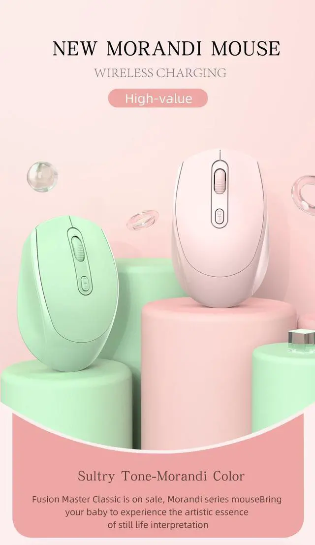 Alt view image 2 of 7 - Wireless Gaming Mouse, Bluetooth Dual Mode Rechargeable Mouse, Silent Click Colorful Macaron Mouse, Ergonomic Portable Computer Mouse for Laptop PC Office
