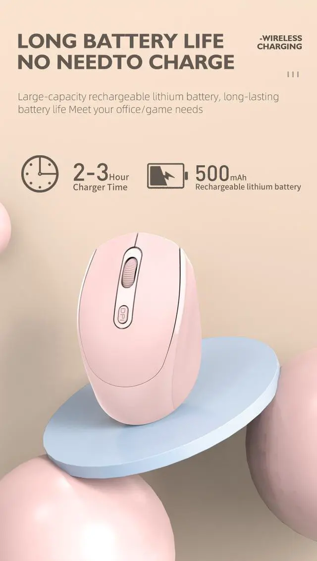 Alt view image 3 of 7 - Wireless Gaming Mouse, Bluetooth Dual Mode Rechargeable Mouse, Silent Click Colorful Macaron Mouse, Ergonomic Portable Computer Mouse for Laptop PC Office