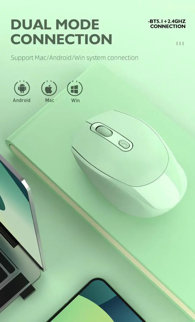 Alt view image 5 of 7 - Wireless Gaming Mouse, Bluetooth Dual Mode Rechargeable Mouse, Silent Click Colorful Macaron Mouse, Ergonomic Portable Computer Mouse for Laptop PC Office