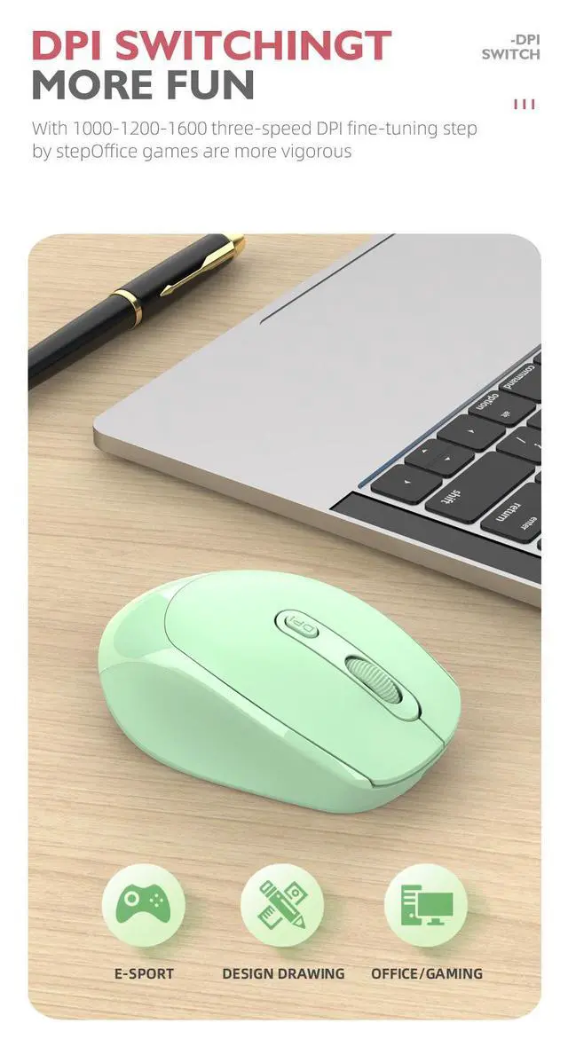 Alt view image 6 of 7 - Wireless Gaming Mouse, Bluetooth Dual Mode Rechargeable Mouse, Silent Click Colorful Macaron Mouse, Ergonomic Portable Computer Mouse for Laptop PC Office