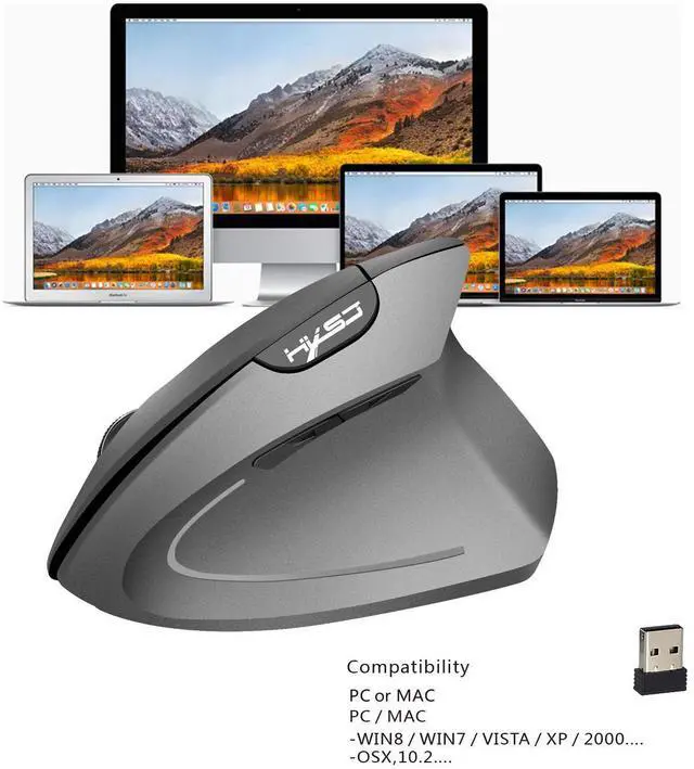 Alt view image 4 of 7 - Wireless Vertical Ergonomic Mouse, 2.4GHz Computer Mouse with Comfortable Wrist Support Design, Portable Office Mouse