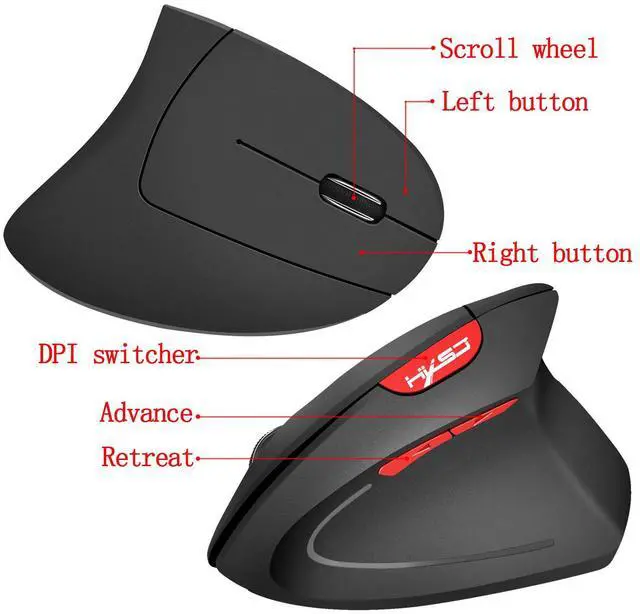 Alt view image 4 of 6 - Wireless Vertical Ergonomic Mouse, 2.4GHz Computer Mouse with Comfortable Wrist Support Design, Portable Office Mouse grey