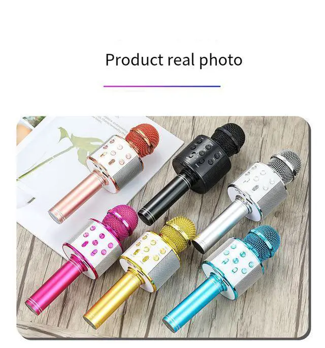Alt view image 6 of 7 - Wireless Karaoke Microphone with Bluetooth Speaker, Portable Condenser Microphone KTV Machine, All-in-One Karaoke Speaker for Kids Family Party Singing (Blue)