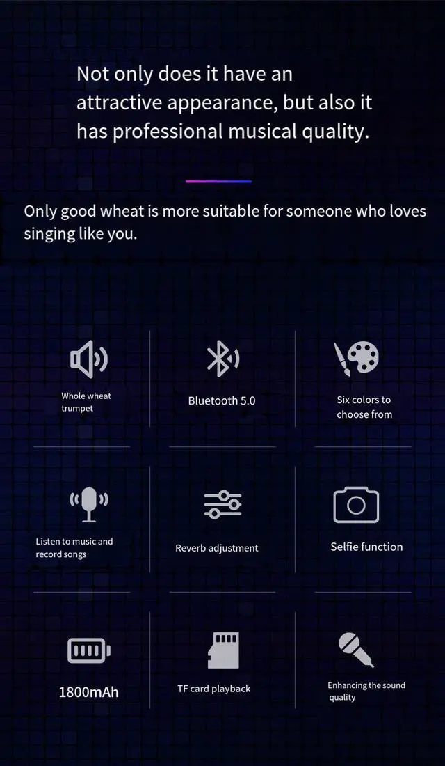Alt view image 2 of 7 - Wireless Karaoke Microphone with Bluetooth Speaker, Portable Condenser Microphone KTV Machine, All-in-One Karaoke Speaker for Kids Family Party Singing (Blue)