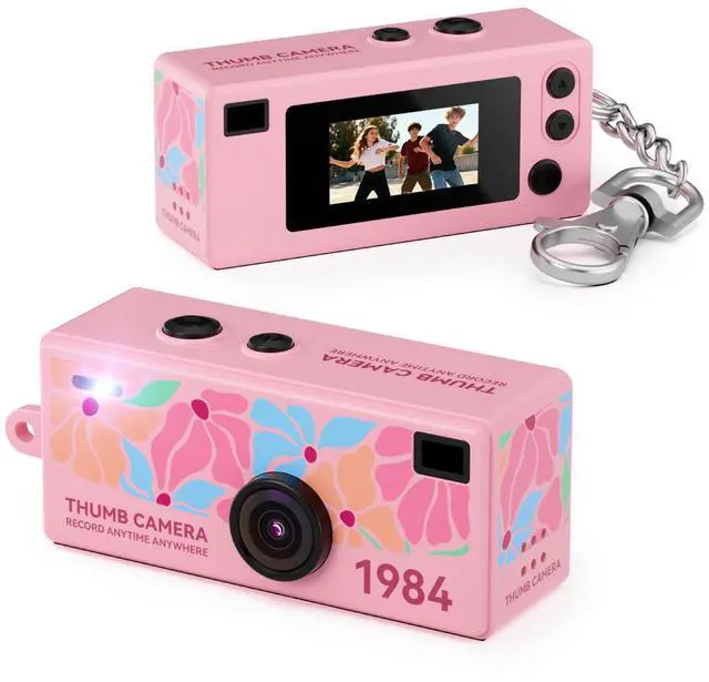 Main image of Mini Digital Camera , Portable Pocket Camera with Photo and Video Recording, Small Student Camera for Travel Outdoor Sports (32G card + USB card reader) pink