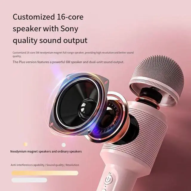 Alt view image 3 of 6 - SOAIY MC8 Wireless Karaoke Microphone with Bluetooth Speaker, All-in-One Portable Karaoke Machine, Kids Singing Speaker for Home KTV Family Party Entertainment Blue
