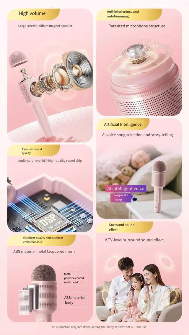 Alt view image 2 of 6 - SOAIY MC8 Wireless Karaoke Microphone with Bluetooth Speaker, All-in-One Portable Karaoke Machine, Kids Singing Speaker for Home KTV Family Party Entertainment Blue