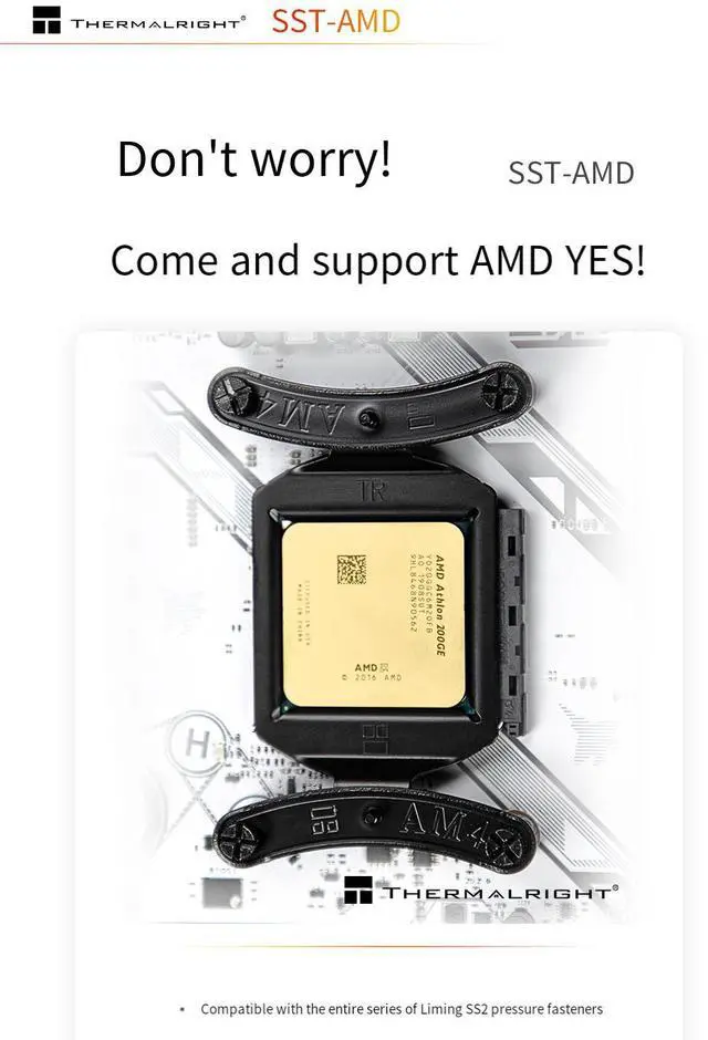 Alt view image 6 of 6 - SST-AMD CPU Anti-Bend Bracket Kit, Aluminum Alloy AM5 CPU Frame with TF7 Thermal Paste, Processor Contact Frame for AMD Ryzen Cooling Upgrade