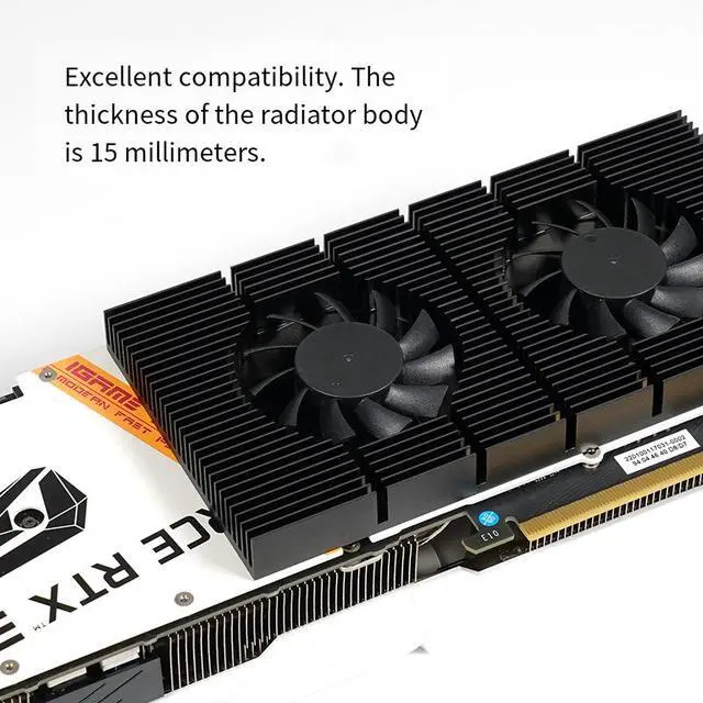 Alt view image 3 of 6 - GPU Backplate Cooler Fan for RTX 3090 3080 3070 Graphics Card, VRAM Memory Cooling Fan, External VGA Cooler for Gaming PC GPU Heat Dissipation