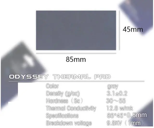 Alt view image 4 of 4 - ODYSSEY Thermal Pad 12.8W/mK, High Conductivity Silicone Thermal Pad for GPU VRAM Graphics Card Cooling, Non Conductive Computer Heatsink Pad (1mm)