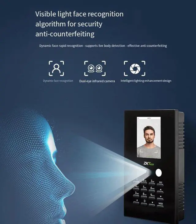 Alt view image 4 of 6 - nFace101 Face Recognition Time Attendance Machine, Biometric Door Entry System for Office Employee Management
