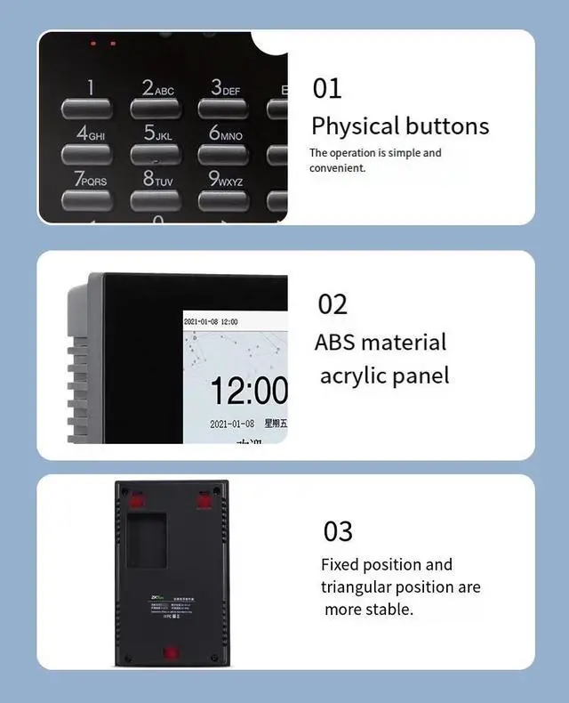 Alt view image 5 of 6 - nFace101 Face Recognition Time Attendance Machine, Biometric Door Entry System for Office Employee Management