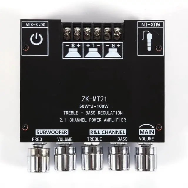 Alt view image 4 of 6 - ZK-MT21 Bluetooth 5.0 2.1 Channel Amplifier Module, Digital Power Audio Board with Bass Treble Control, Subwoofer Stereo DIY Speaker Amplifier