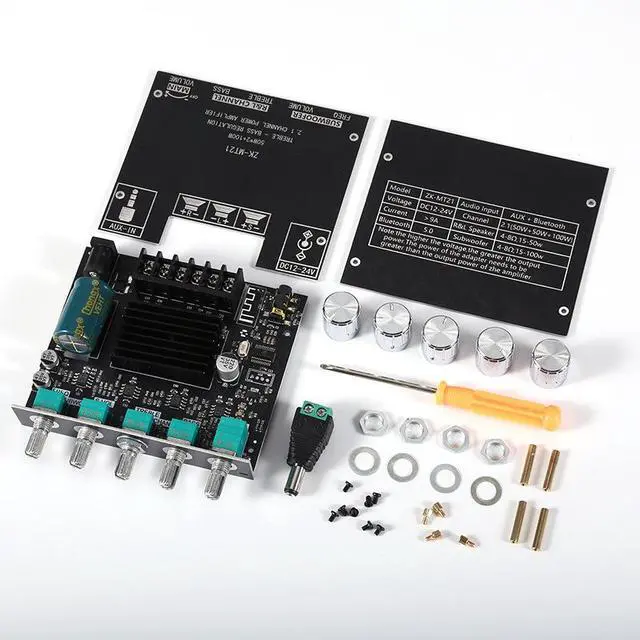 Alt view image 2 of 6 - ZK-MT21 Bluetooth 5.0 2.1 Channel Amplifier Module, Digital Power Audio Board with Bass Treble Control, Subwoofer Stereo DIY Speaker Amplifier