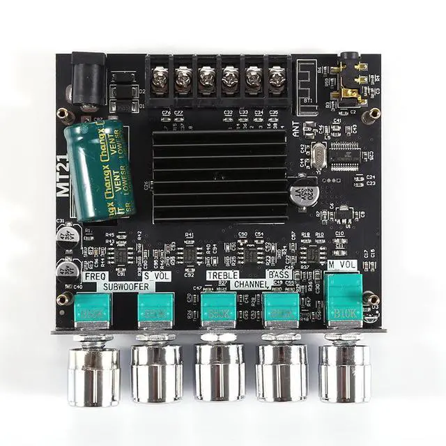 Alt view image 6 of 6 - ZK-MT21 Bluetooth 5.0 2.1 Channel Amplifier Module, Digital Power Audio Board with Bass Treble Control, Subwoofer Stereo DIY Speaker Amplifier
