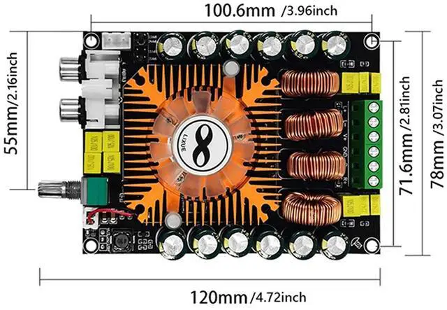 Alt view image 2 of 5 - TDA7498E Digital Power Amplifier Board, 2.0 Channel HIFI Stereo Audio Amplifier Module 160W+160W, BTL 220W Class D DIY Speaker Amp