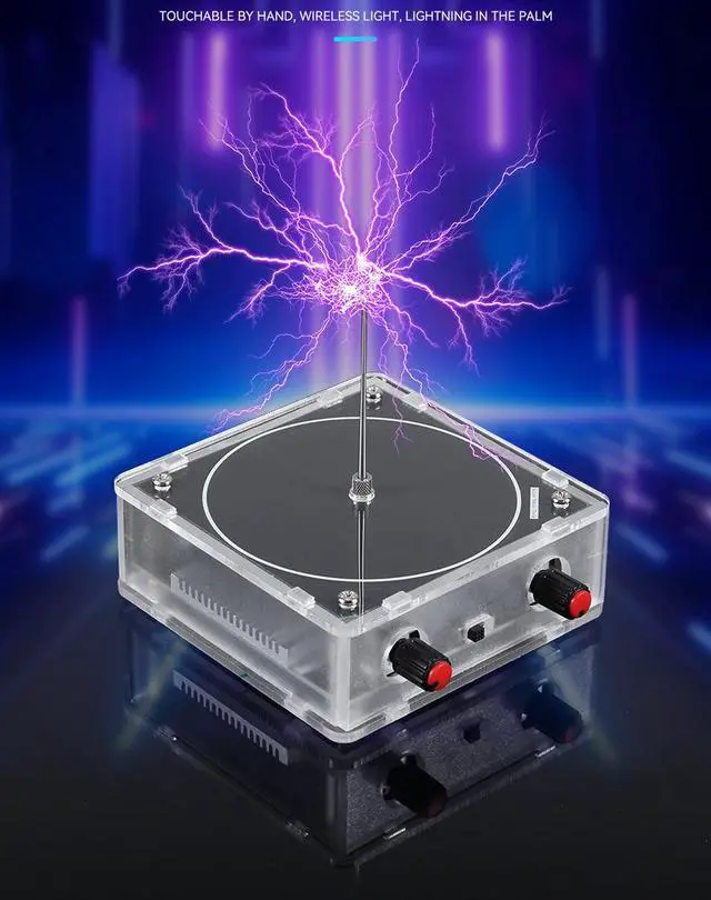 Alt view image 3 of 6 - Music Tesla Coil Speaker, Bluetooth Plasma Arc Generator with Touchable Artificial Lightning Effect, Audio Input STEM Science Experiment Kit