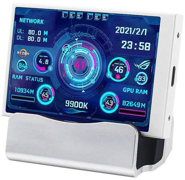 Main image of 3.5 Inch IPS USB Type-C Secondary Display, PC Hardware Monitoring Screen with AIDA64 Support, CPU GPU Temperature Monitor for Computer Case white