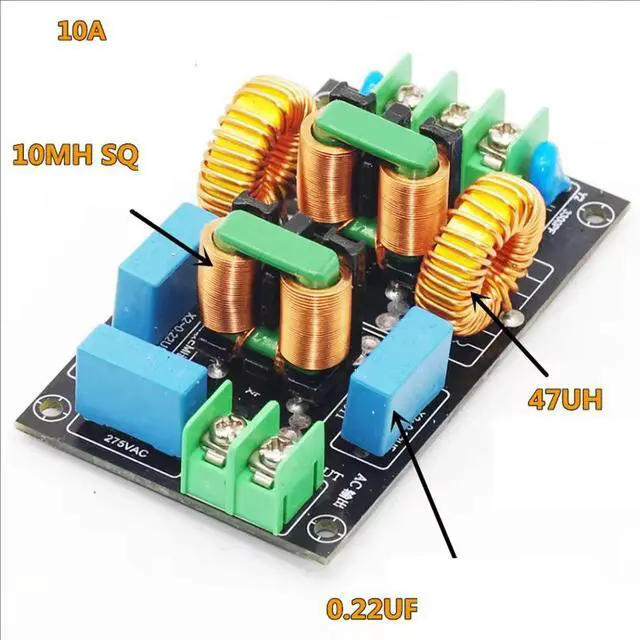 Alt view image 2 of 5 - EMI EMC Power Filter, 3-Stage AC Line Noise Filter with Common Mode and Differential Mode Suppression, High Current Filter for Audio Amplifier 10A