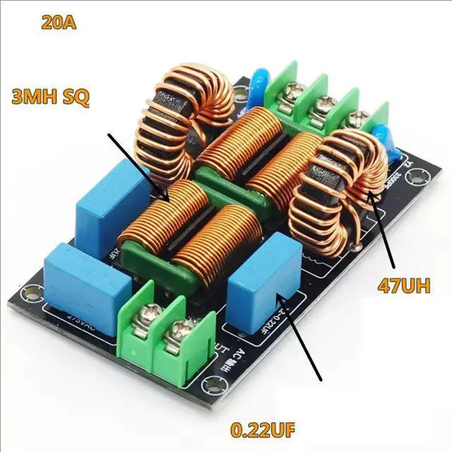 Alt view image 2 of 5 - EMI EMC Power Filter, 3-Stage AC Line Noise Filter with Common Mode and Differential Mode Suppression, High Current Filter for Audio Amplifier 20A