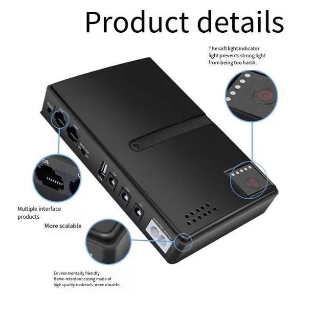 Alt view image 6 of 7 - DC1018L Mini DC UPS Backup Power Supply, 5V 9V 12V 15V 24V Output Uninterruptible Power Adapter for Router, Optical Modem and Network Devices