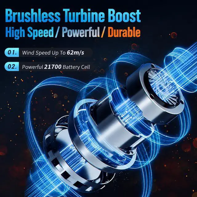 Alt view image 4 of 7 - High Speed Turbo Fan, Brushless Electric Air Blower, Portable Turbo Jet Fan Air Duster for PC Cleaning, Electronics, Car and Outdoor Use White and blue